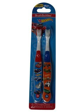 Hot Wheels Kids Toothbrush 2 Pack Brush Buddies Soft Bristles Sealed